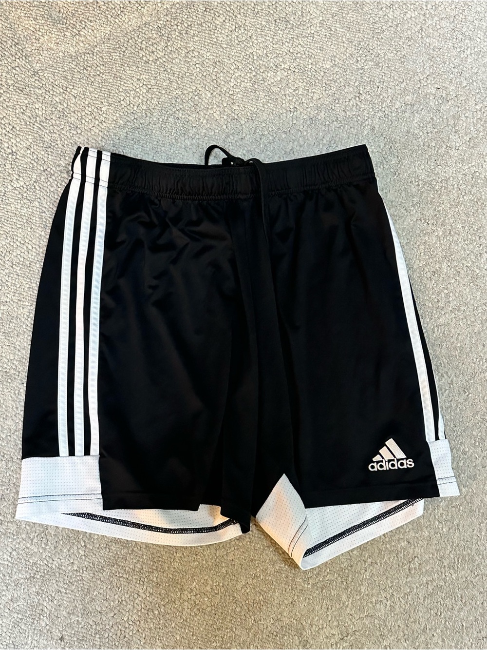 adidas Black Athletic Shorts with White Stripes
